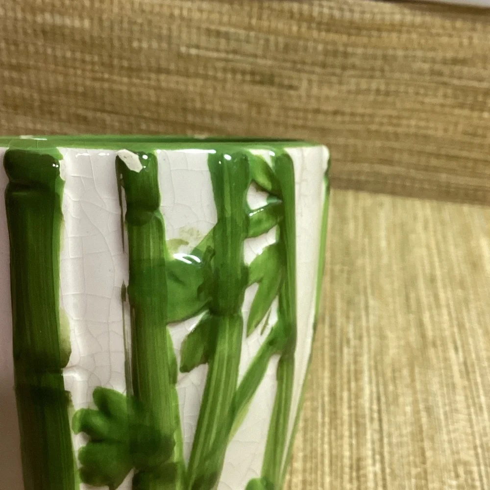 Pier One Green and White Bamboo Mugs Pandas inside